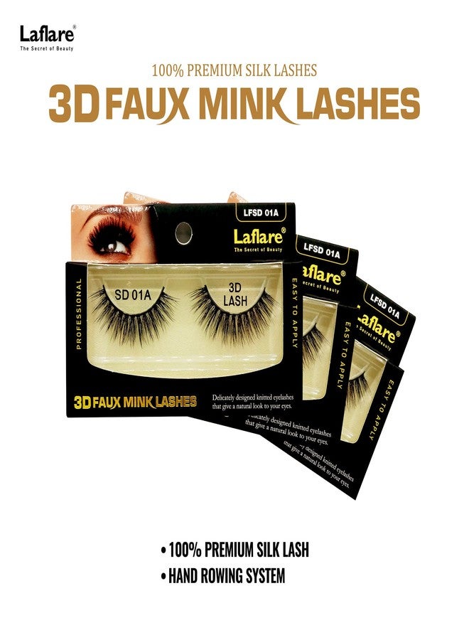 Laflare Silk Lashes 3D FAUX MINK Eyelashes, Light, Reusable, Handmade, Natural Looking, Professional Easy to Apply Eyelashes in a Knitted Style2-3 PACKS BUNDLE SPECIAL (3, SD21E) - Image 4
